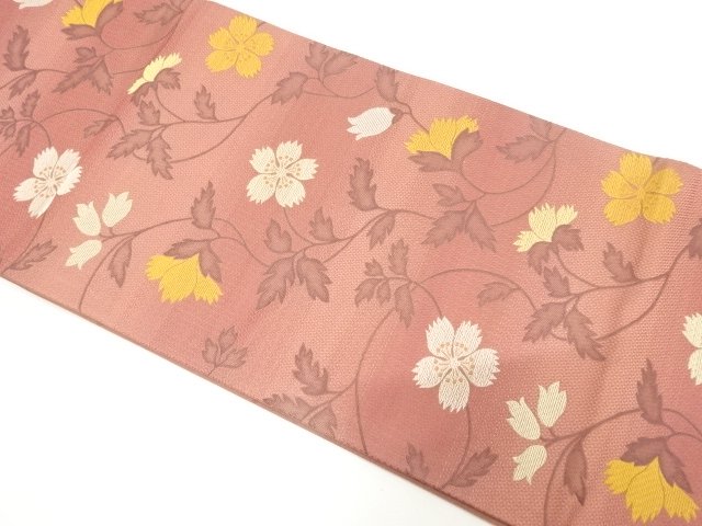 JAPANESE FUKURO OBI / WOVEN FLORAL PLANTS